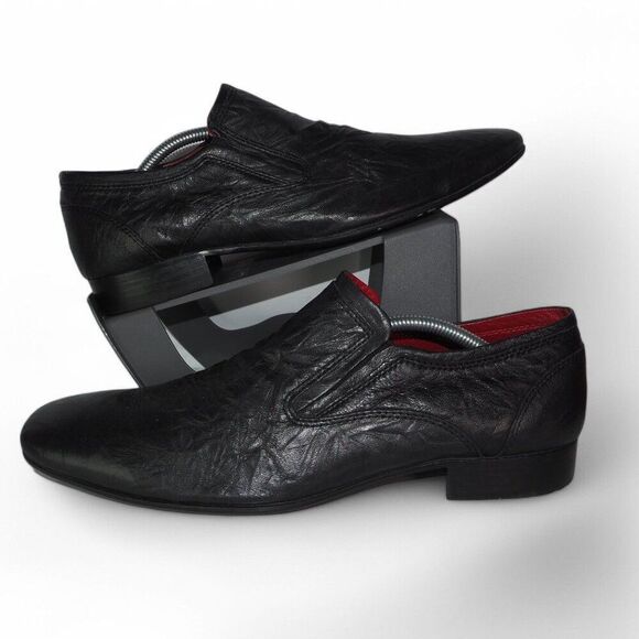 Red Tape Canning Crumple Clip Square Toe Leather Loafers Black Men's 10 - Picture 1 of 12
